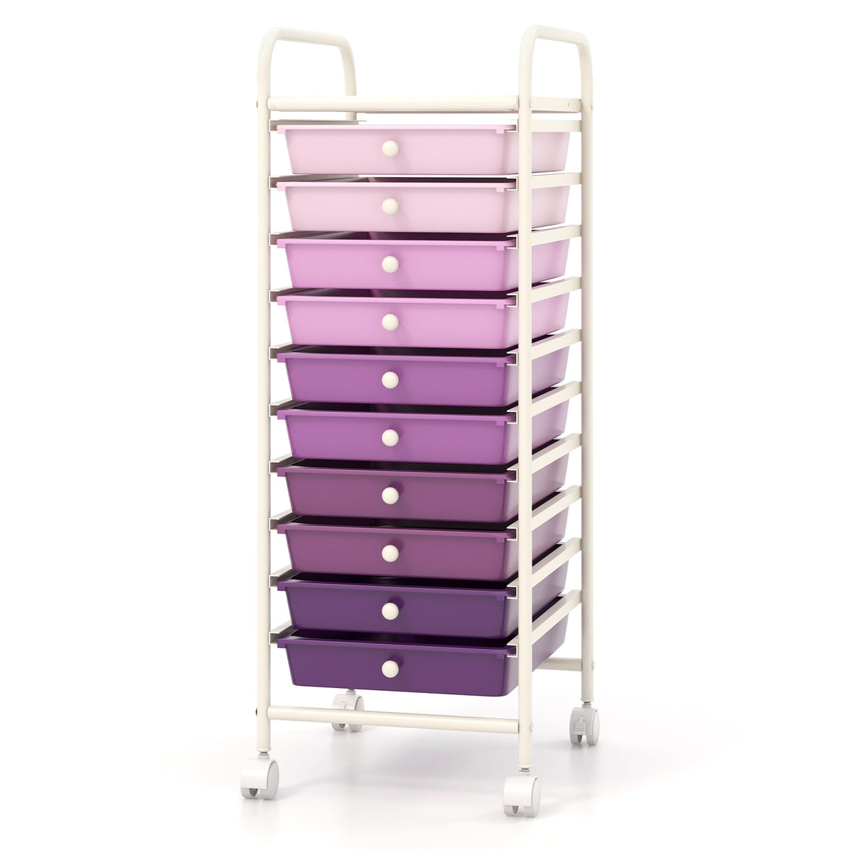 10 Drawer Rolling Storage Cart Organizer with 4 Universal Casters-Purple by DirectDeals