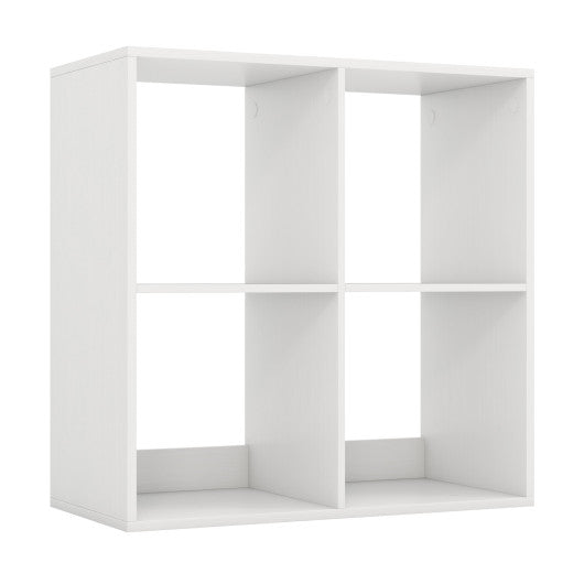 4 Cube Bookshelf with Back Guardrail for Living Room Bedroom-White