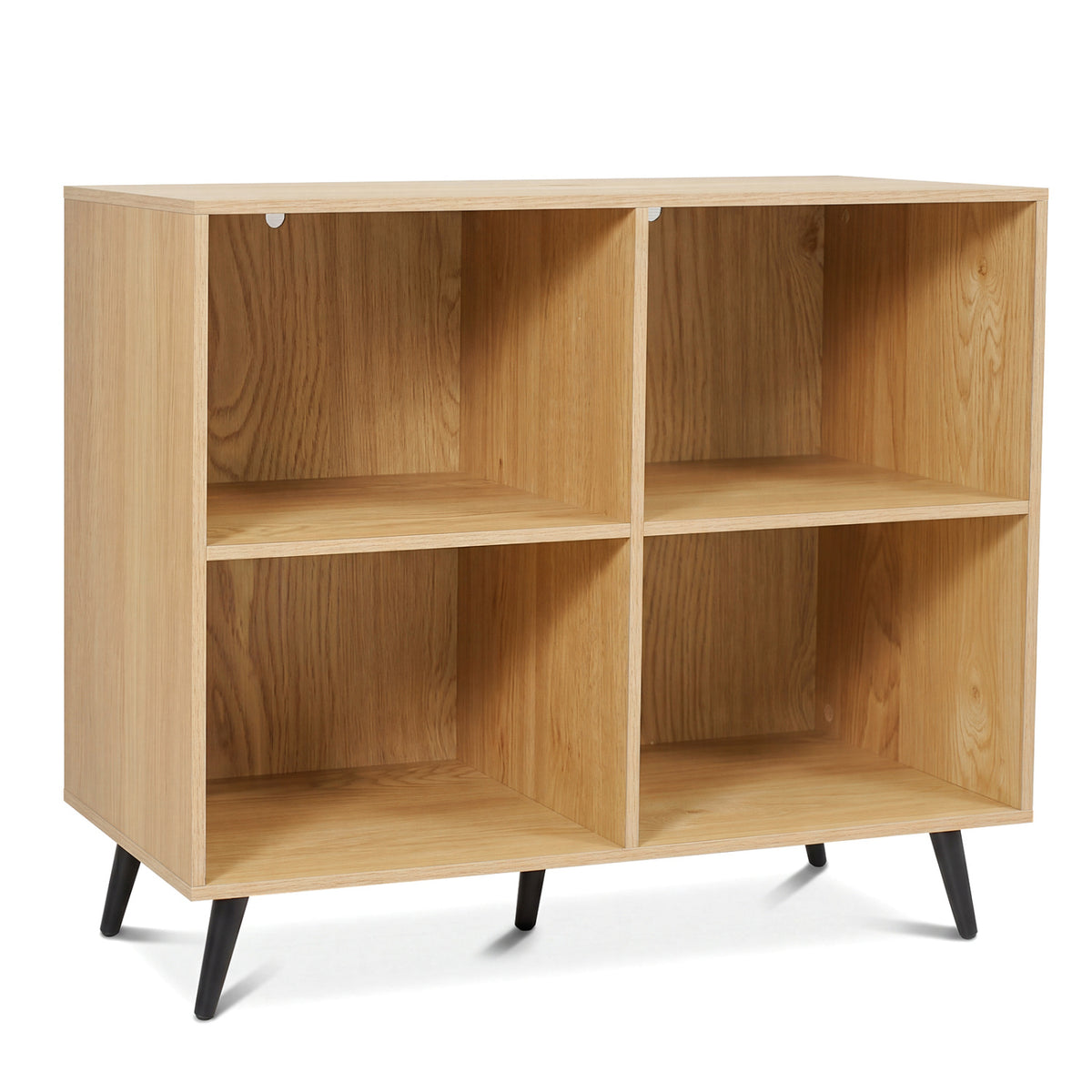 4-Cube Wooden Bookshelf Bookcase with 5 Metal Legs for Home-Natural