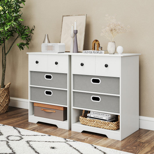 4-Drawer Dresser Modern Chest Storage Organizer with Open Shelves-White