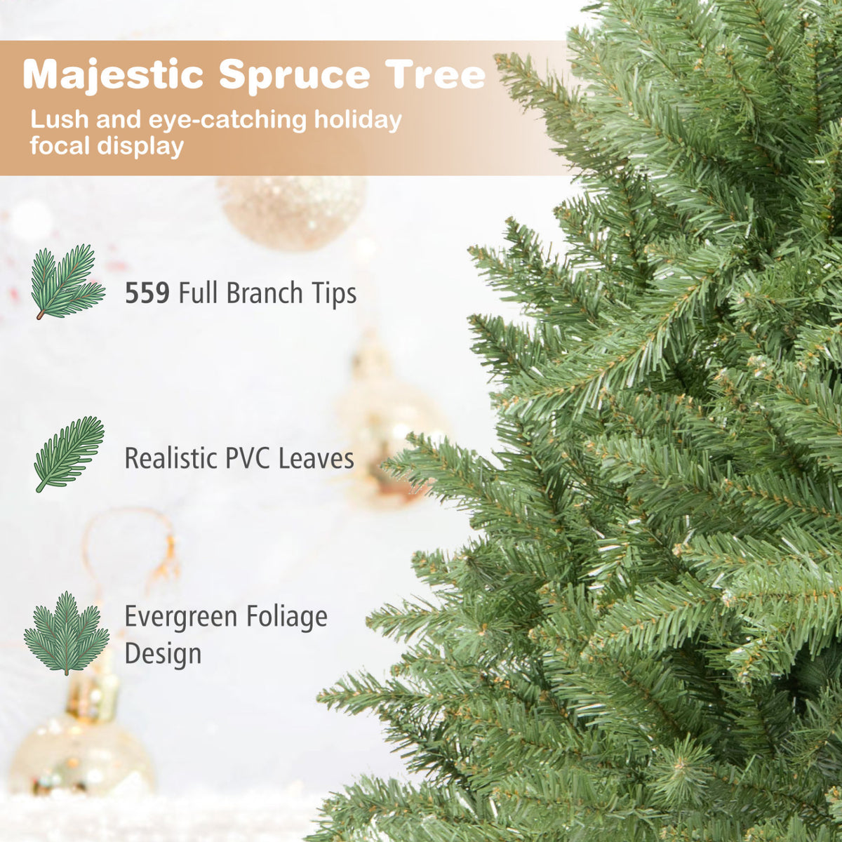 4 FT Artificial Christmas Tree with Easy-Setup Hinges