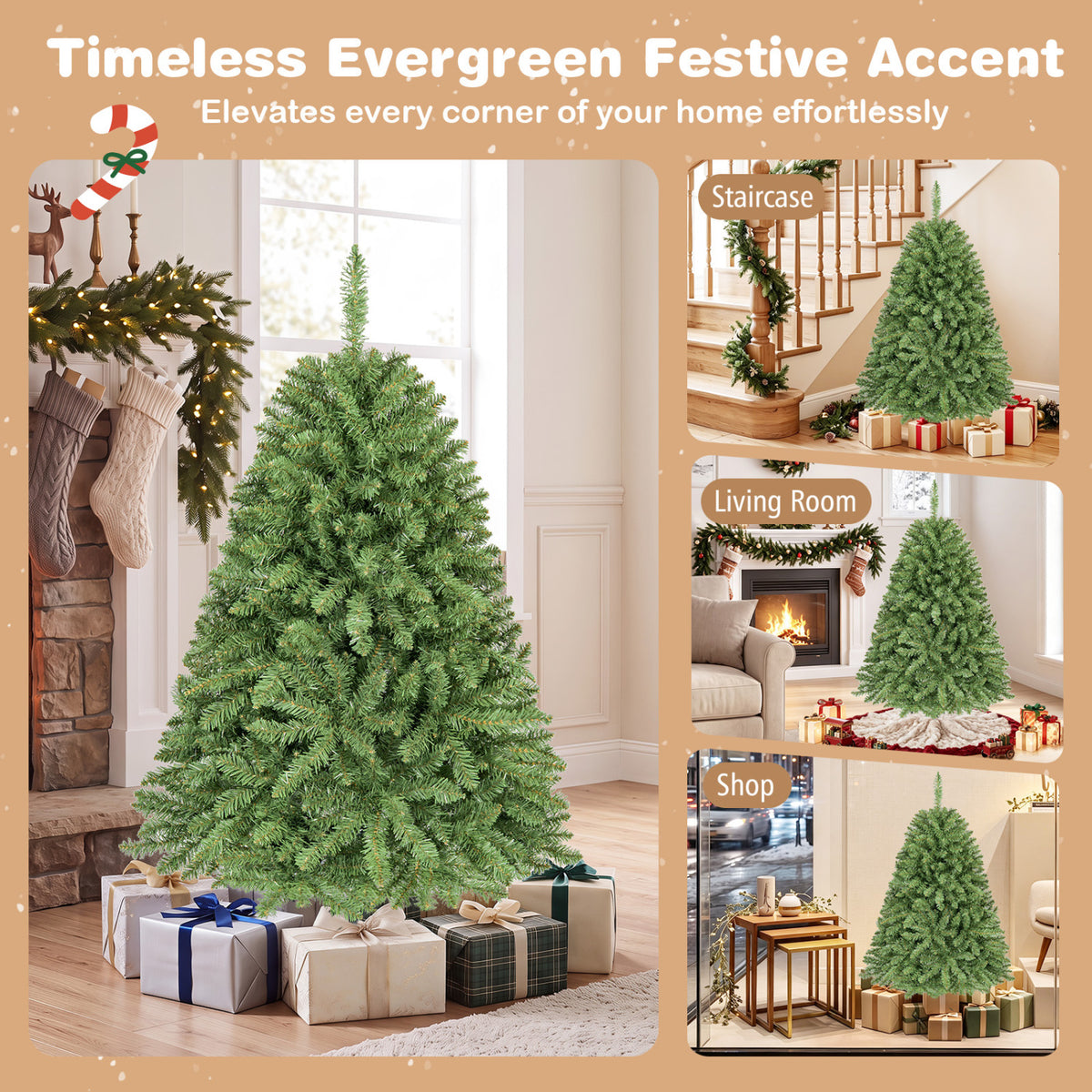 4 FT Artificial Christmas Tree with Easy-Setup Hinges