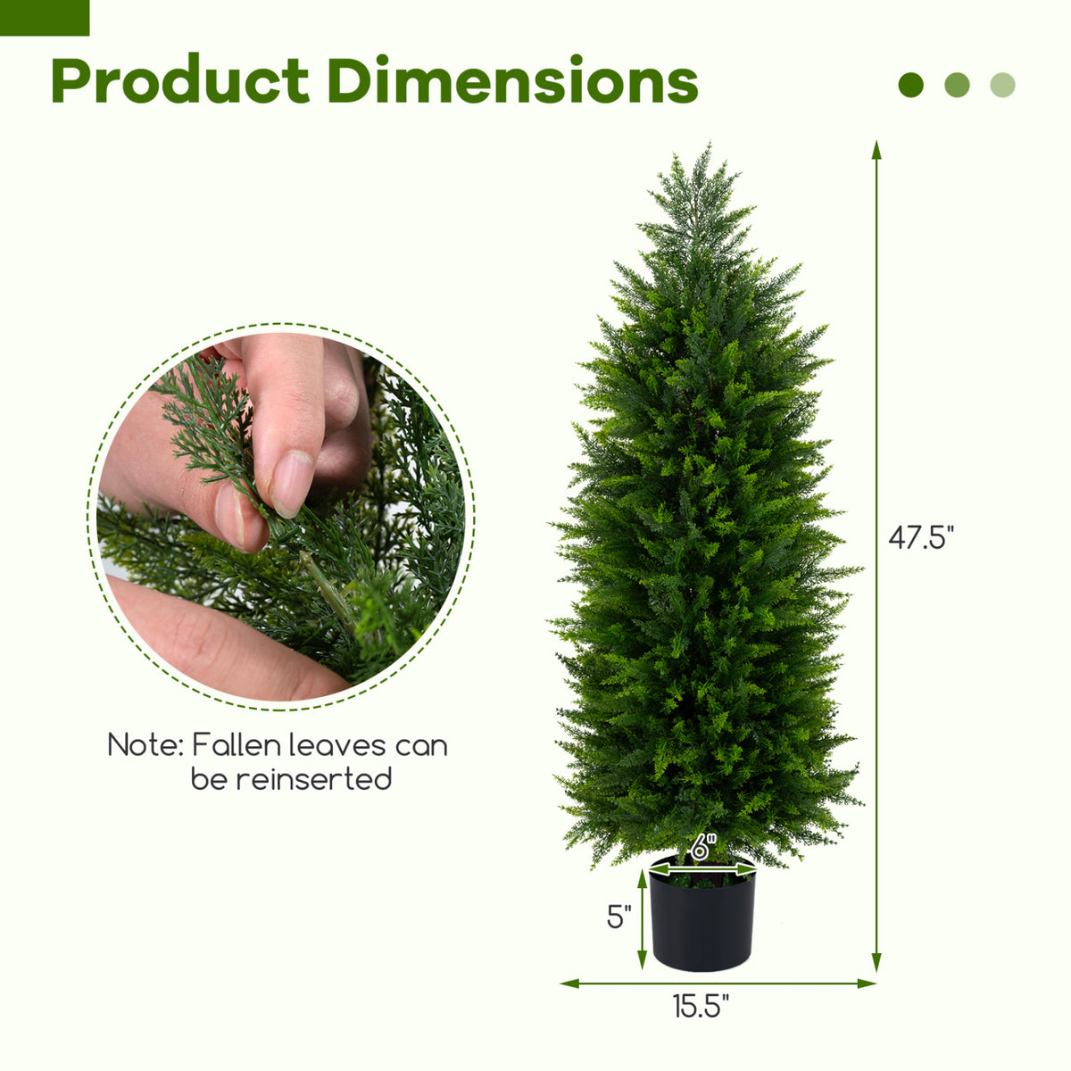4 FT Artificial Topiary Tree Set of 2 Faux Cedar Cypress Plants in Cement-Filled Pots-Green