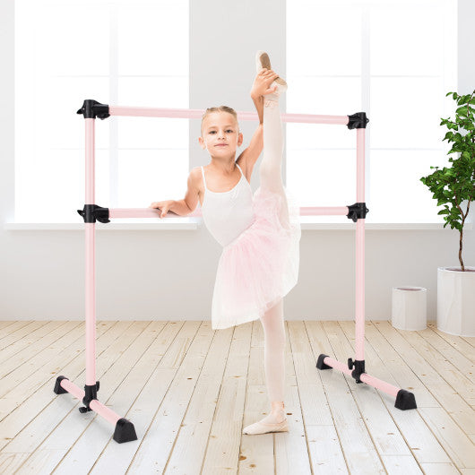 4 Feet Double Ballet Barre Bar with Adjustable Height-Pink