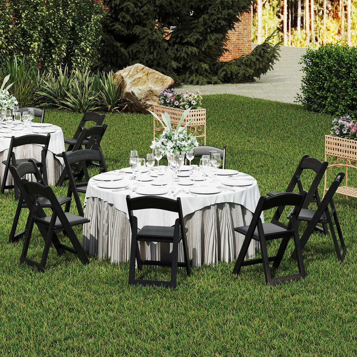 4 Pack Resin Folding Chairs with Padded Seat-Black