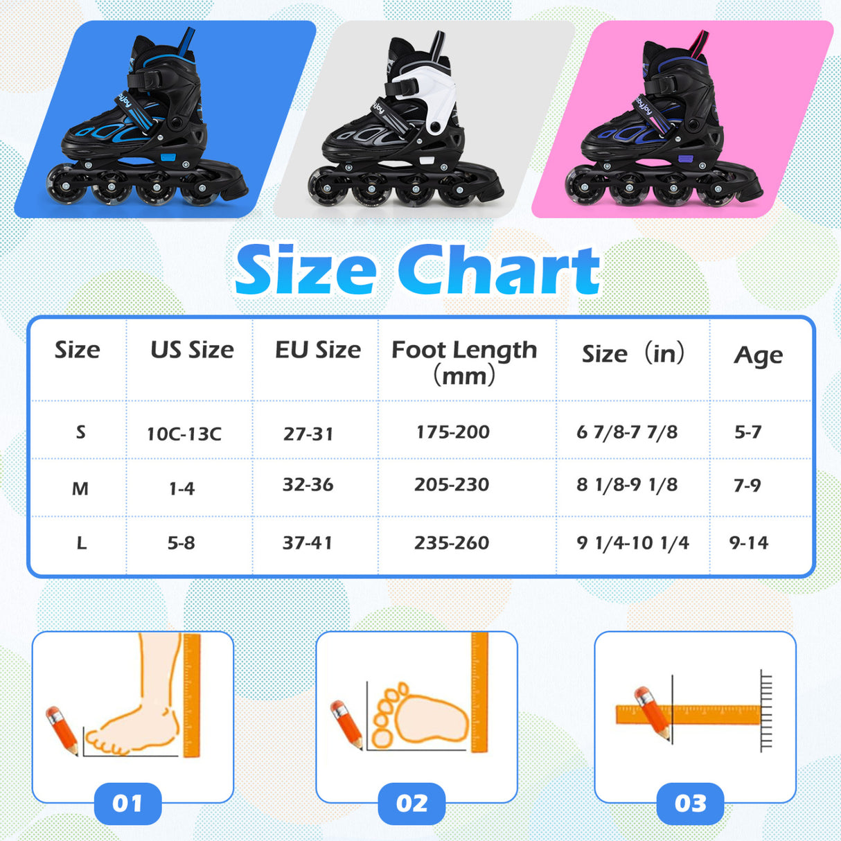 4 Sizes Adjustable Blade Roller with Light-up Wheels for Youth-Blue