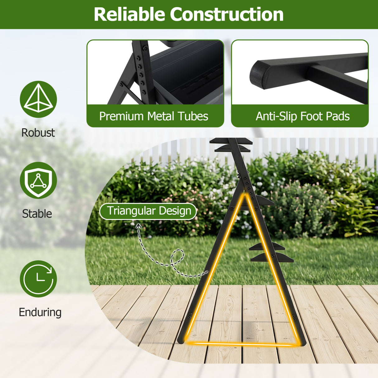 4-Tier Vertical Raised Garden Bed with 4 Containers and Drainage Holes-Black