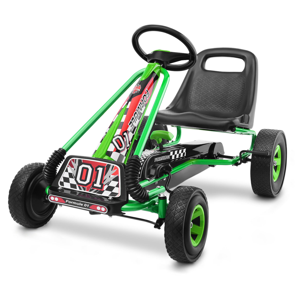 4 Wheels Kids Ride On Pedal Powered Bike Go Kart Racer Car Outdoor Play Toy-Red