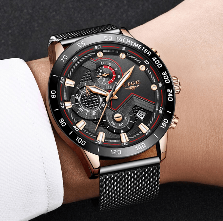 Men's Sports Waterproof Watch With Stainless Steel Bracelet Unique Design Perfect Gift For Your Man