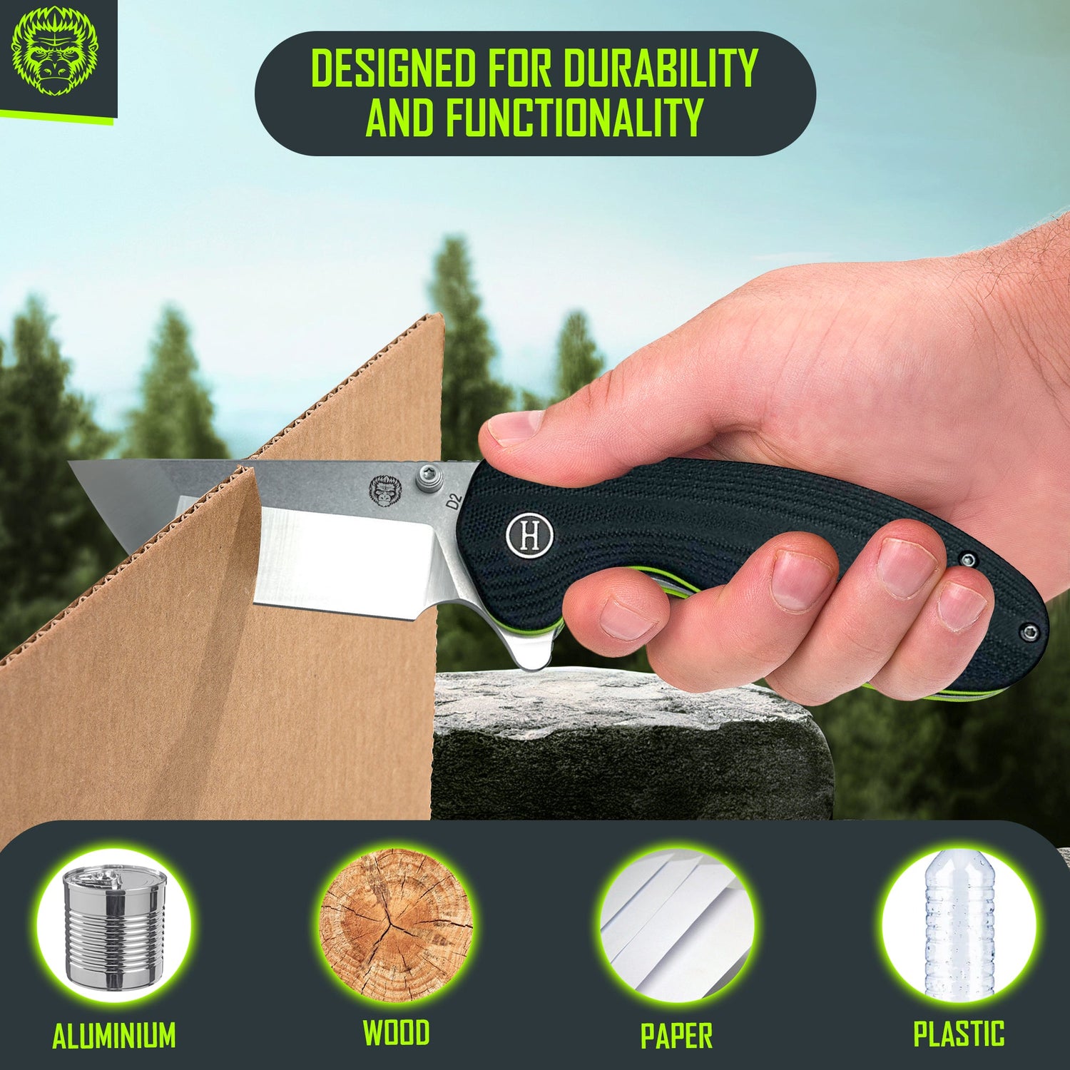 The Pioneer Folding Pocket Knife Giftset for Men and Women (Silver and Green)