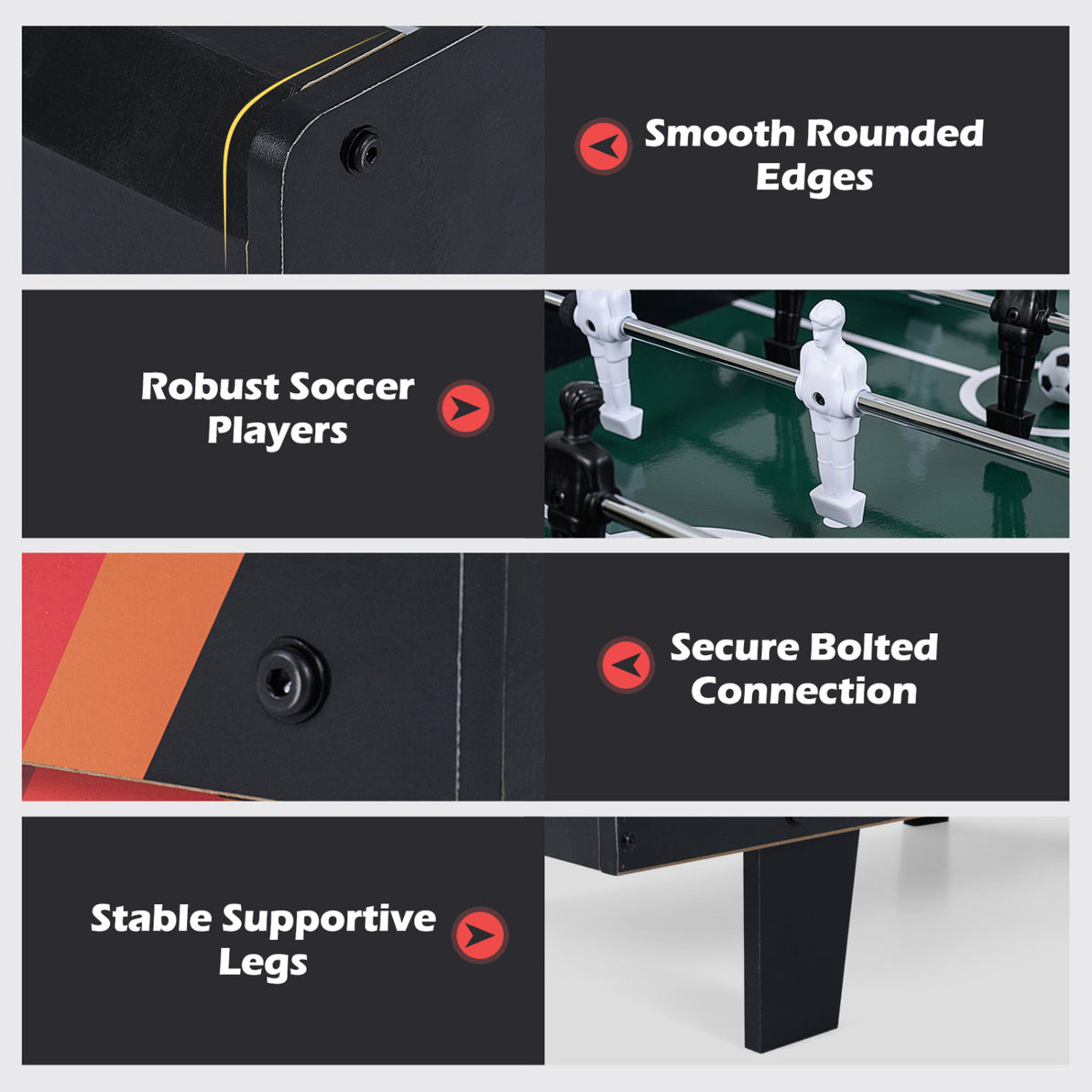 4 in 1 Combo Game Table Set with Billiards-Black