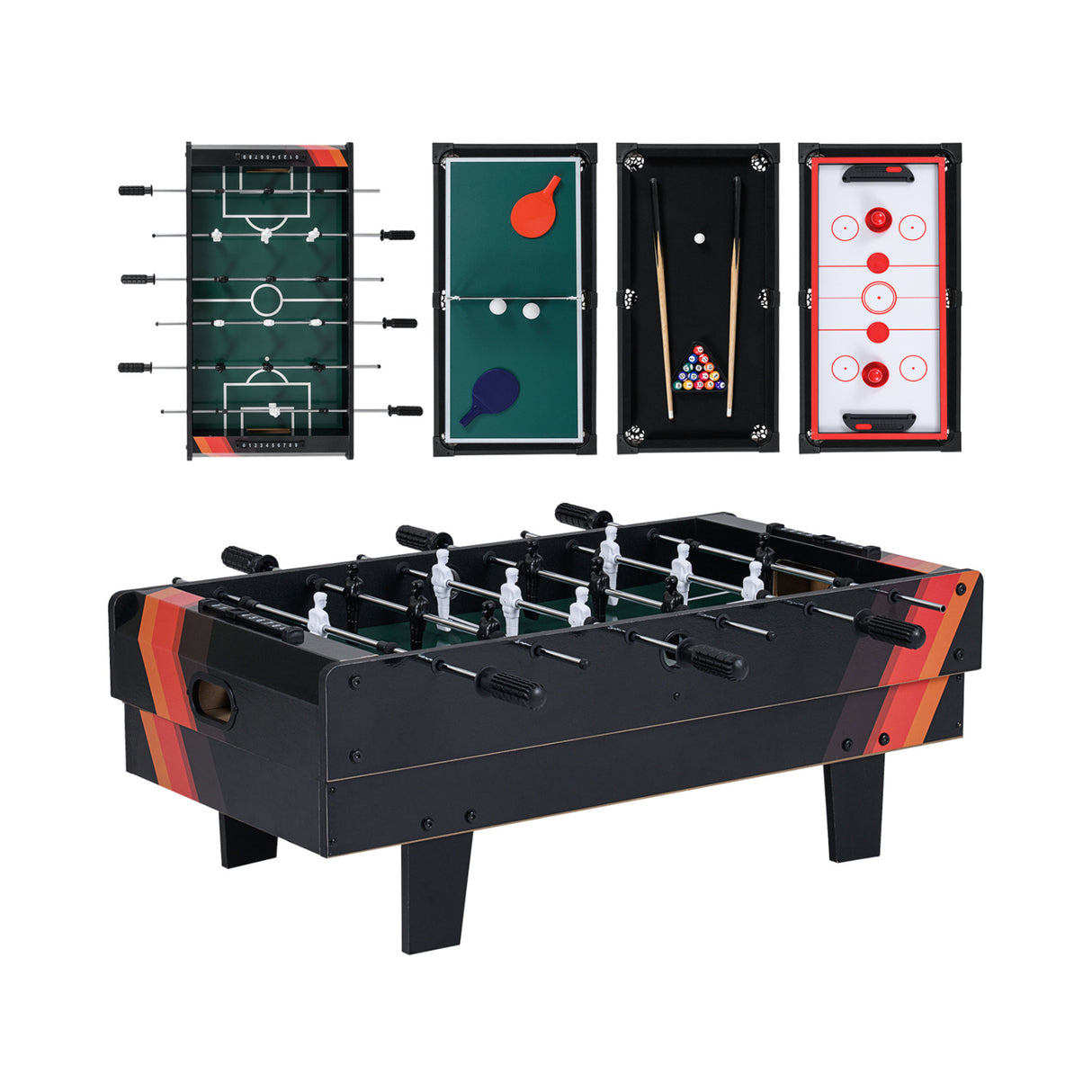 4 in 1 Combo Game Table Set with Billiards-Black