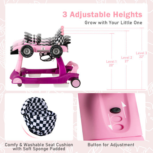 4-in-1 Foldable Activity Push Walker with Adjustable Height-Purple