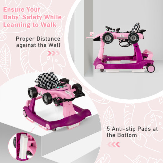 4-in-1 Foldable Activity Push Walker with Adjustable Height-Purple