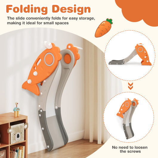 4 in 1 Indoor Slide for Kids Age 3+ Years with Basketball Hoop and Rings-Orange