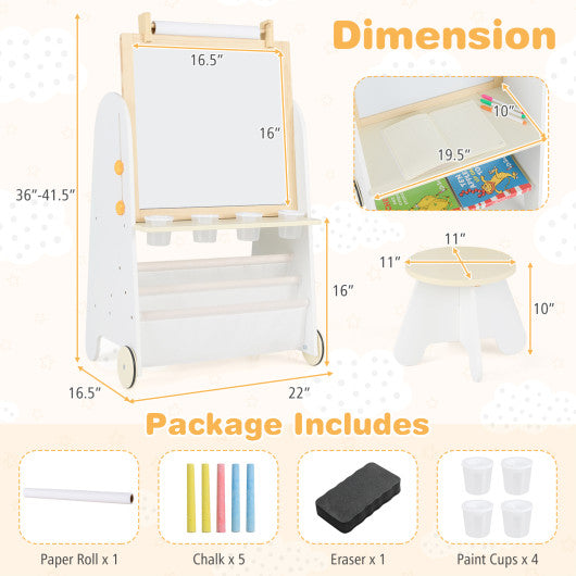 4-in-1 Toddler Activity Table Set with Magnetic Whiteboard and Chalk Board-Natural