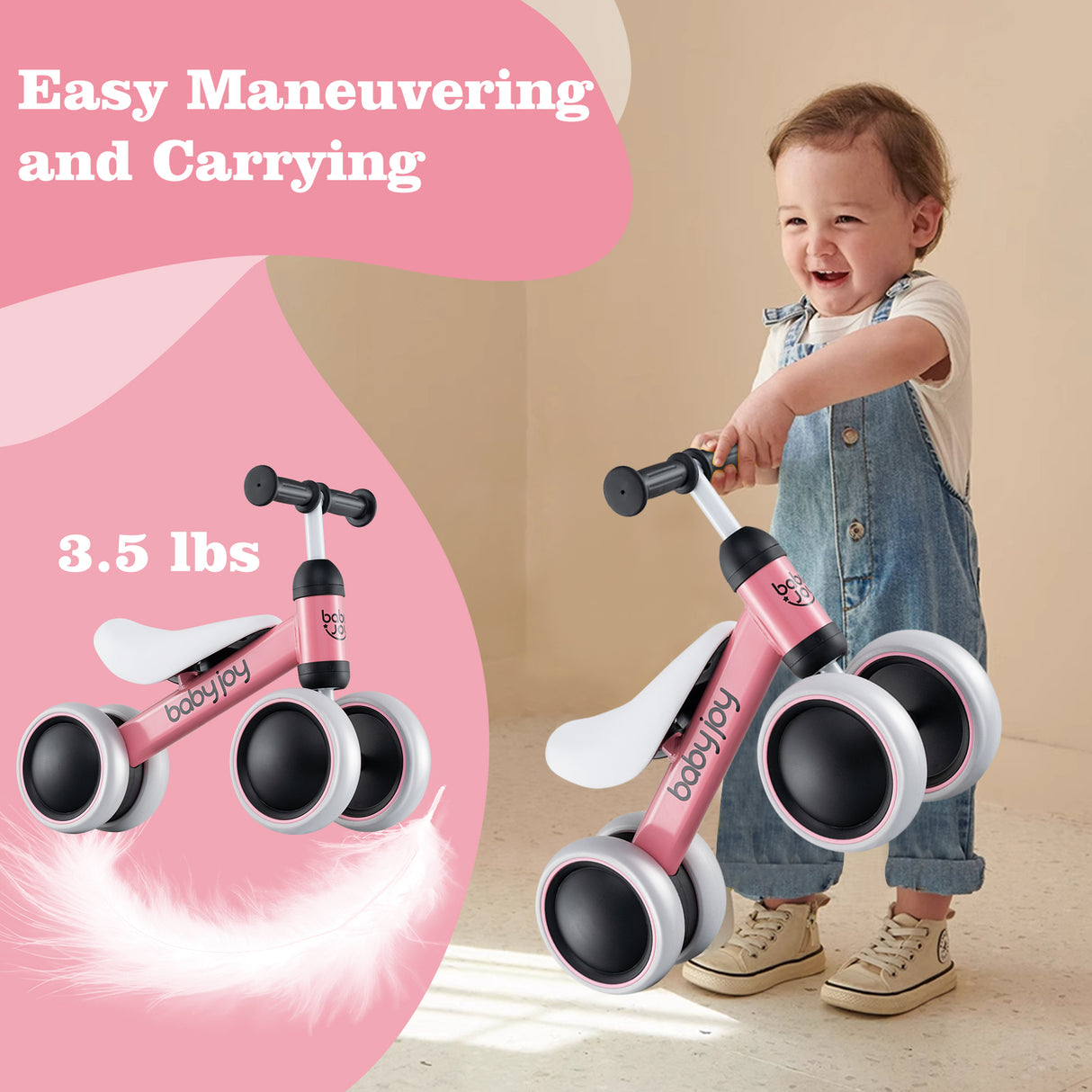 Baby Balance Bike for 2 Years Old Boys Girls No Pedal 4 Wheels-Blue