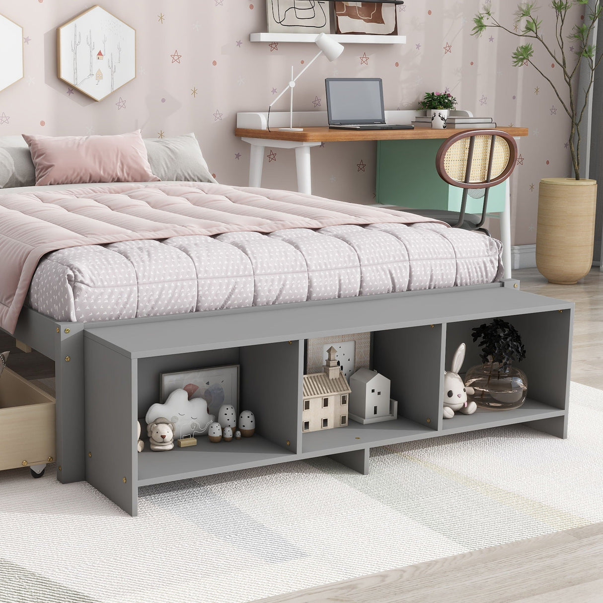 Bed With Storage Case, 2 Storage Drawers, Lengthwise Support Slat by Couch.com