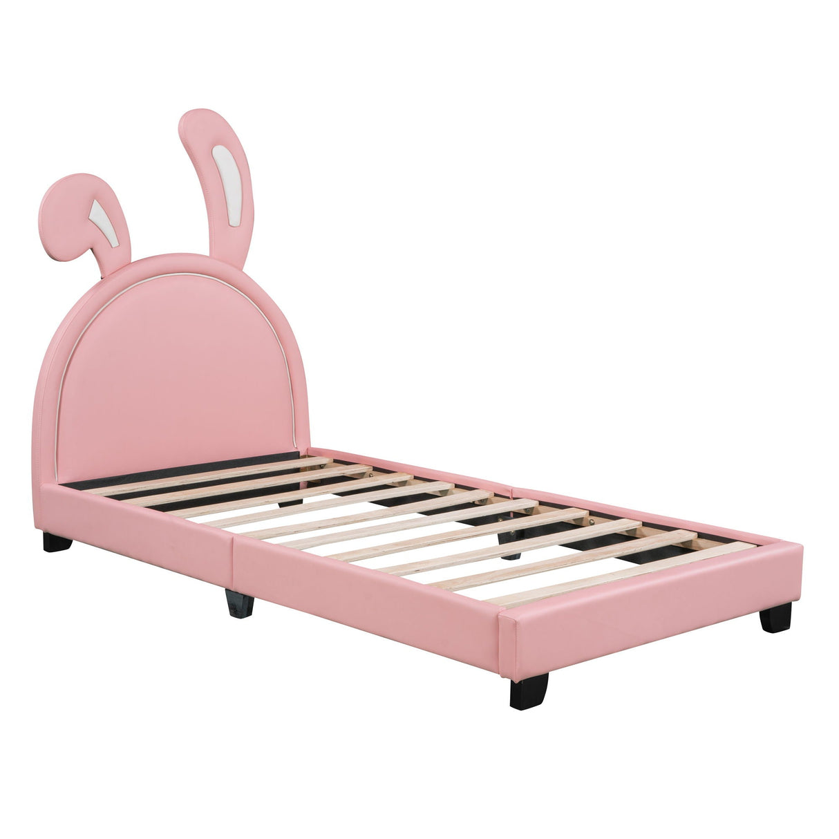 Upholstered Leather Platform Bed With Rabbit Ornament by Couch.com