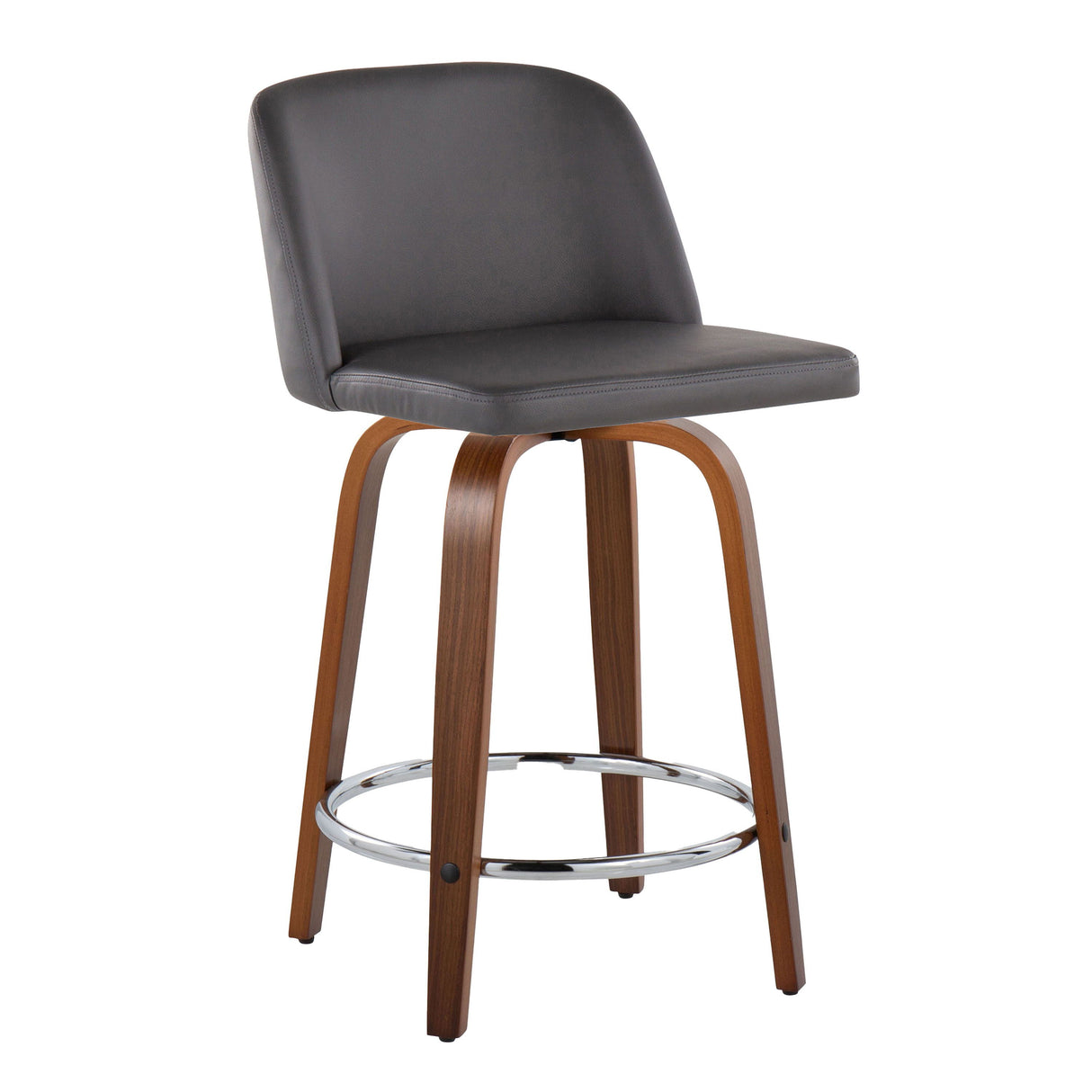 Toriano - Mid Century Modern Fixed Height Counter Stool With Swivel With Round Footrest (Set of 2) by Couch.com