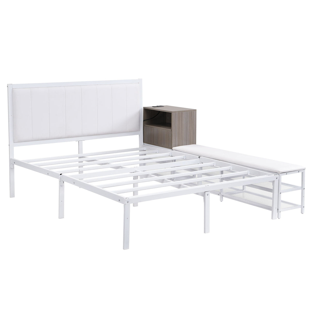 Platform Bed With 2 Tier Storage Shelves, Storage Cabinet by Couch.com
