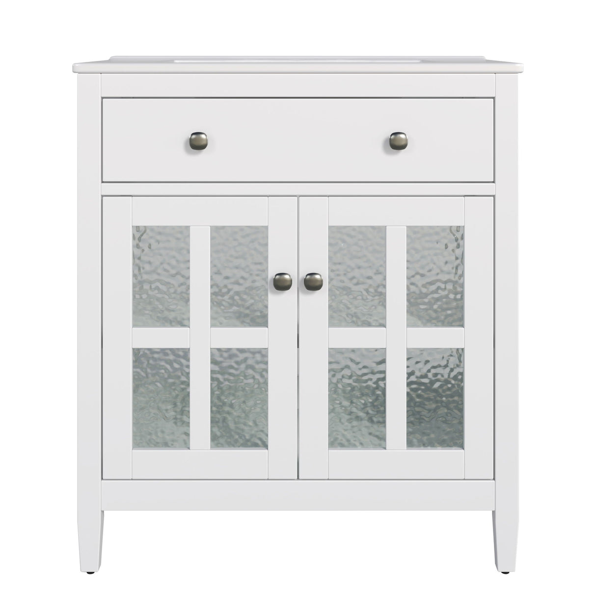 Bathroom Vanity With Ceramic Sink, Adjustable Shelf & Tip Out Tray
