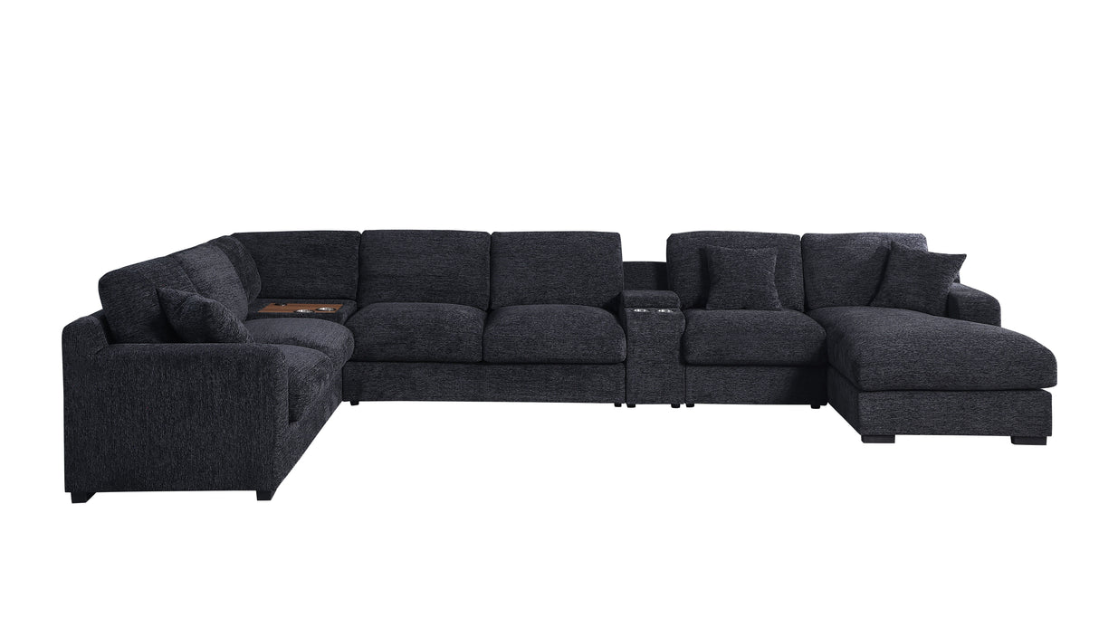 Celine - Chenille Fabric Corner Sectional Sofa With Right-Facing Chaise, Cupholders, And Charging Ports by Couch.com