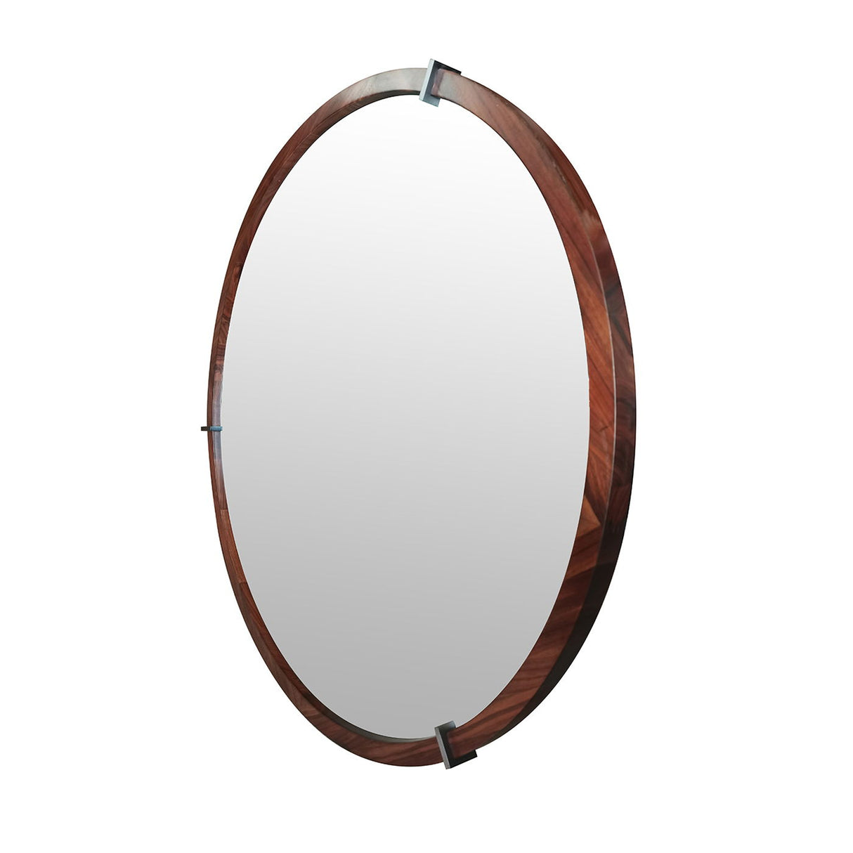 Hausen - Mid-Century Modern Round Accent Wall Mirror - Brown Walnut by Couch.com
