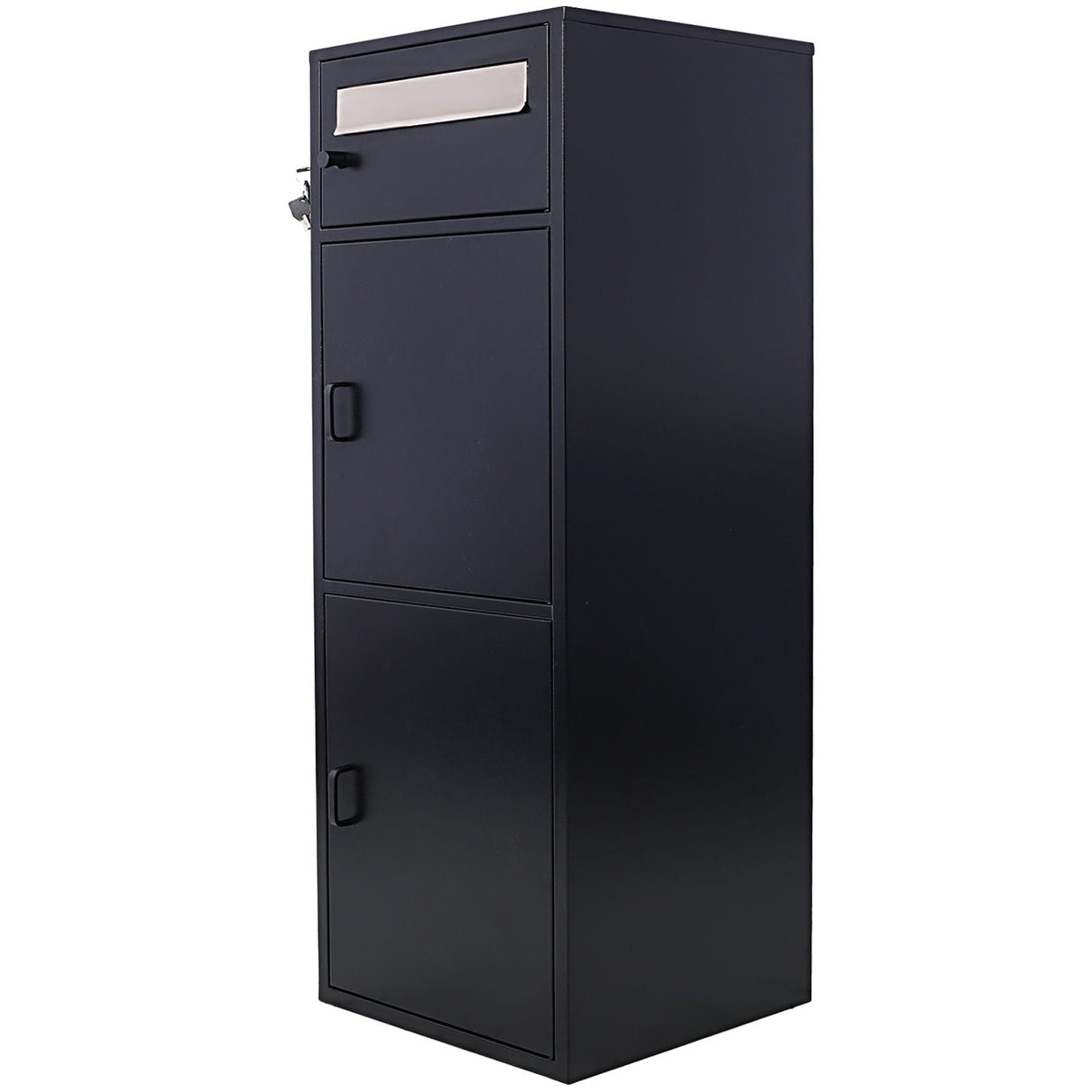 Large Steel Freestanding Floor Parcel Package Drop With Locking Letterbox Drop Mail Box With Multi Compartments - Black by Couch.com