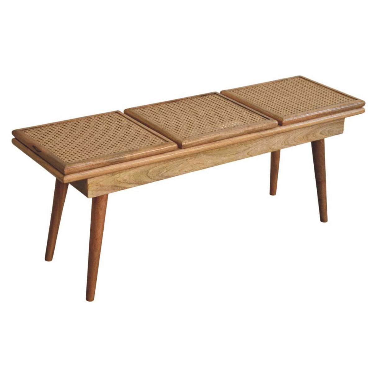 Larissa - Triple Accent Cane Bench - Beige by Couch.com