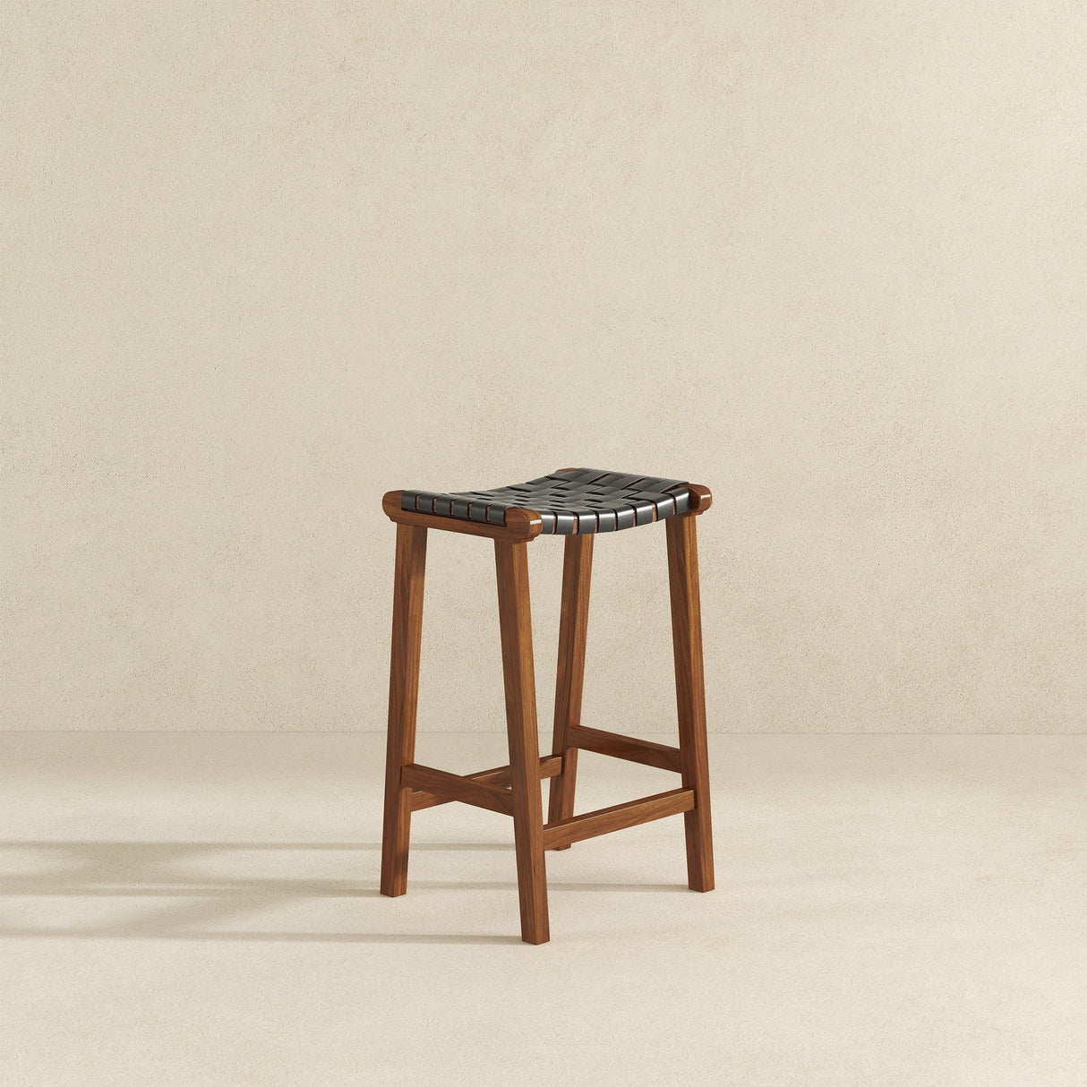 James - Mid-Century Modern Genuine Leather Counter Stool by Couch.com