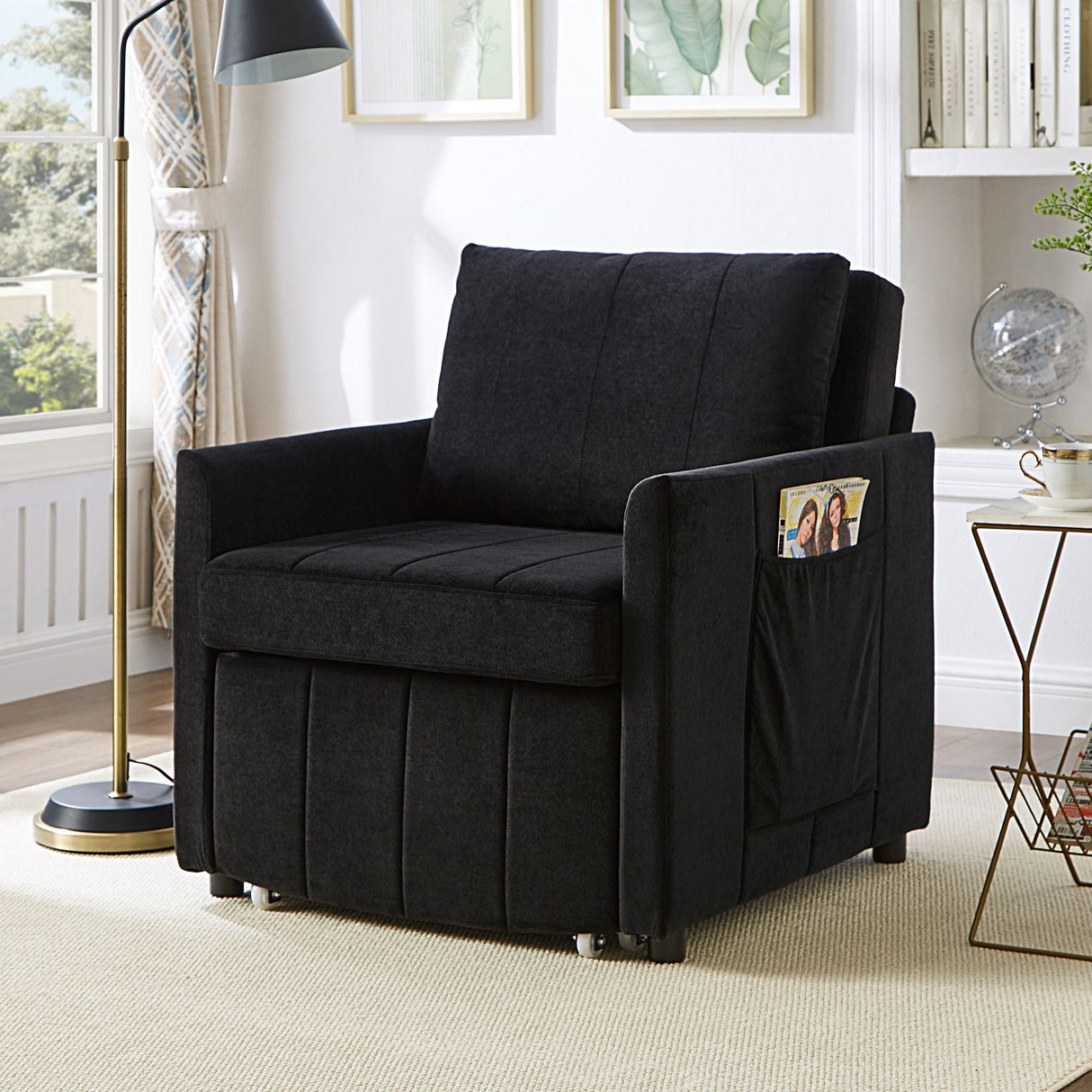 Upholstered Convertible Sleeper Sofa With 5 Position Backrest, Side Pockets, Storage by Couch.com