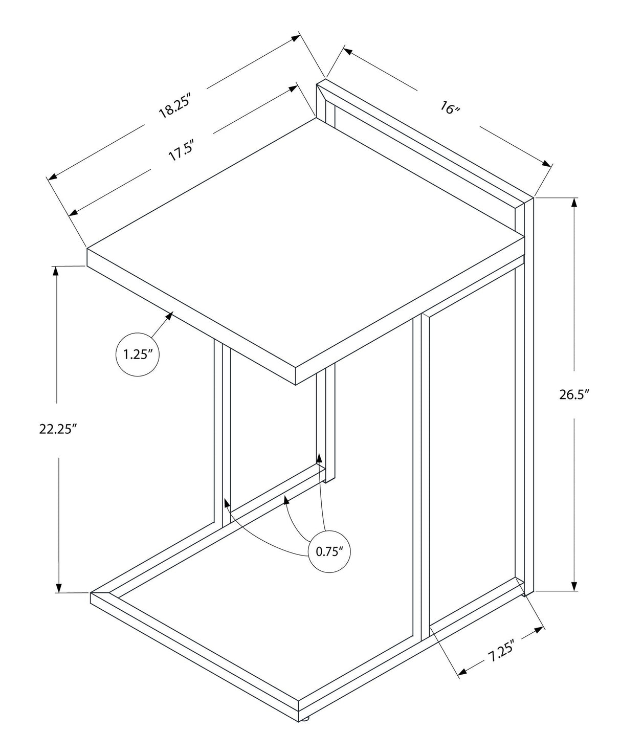 Accent Table, C - Shaped, Contemporary & Modern