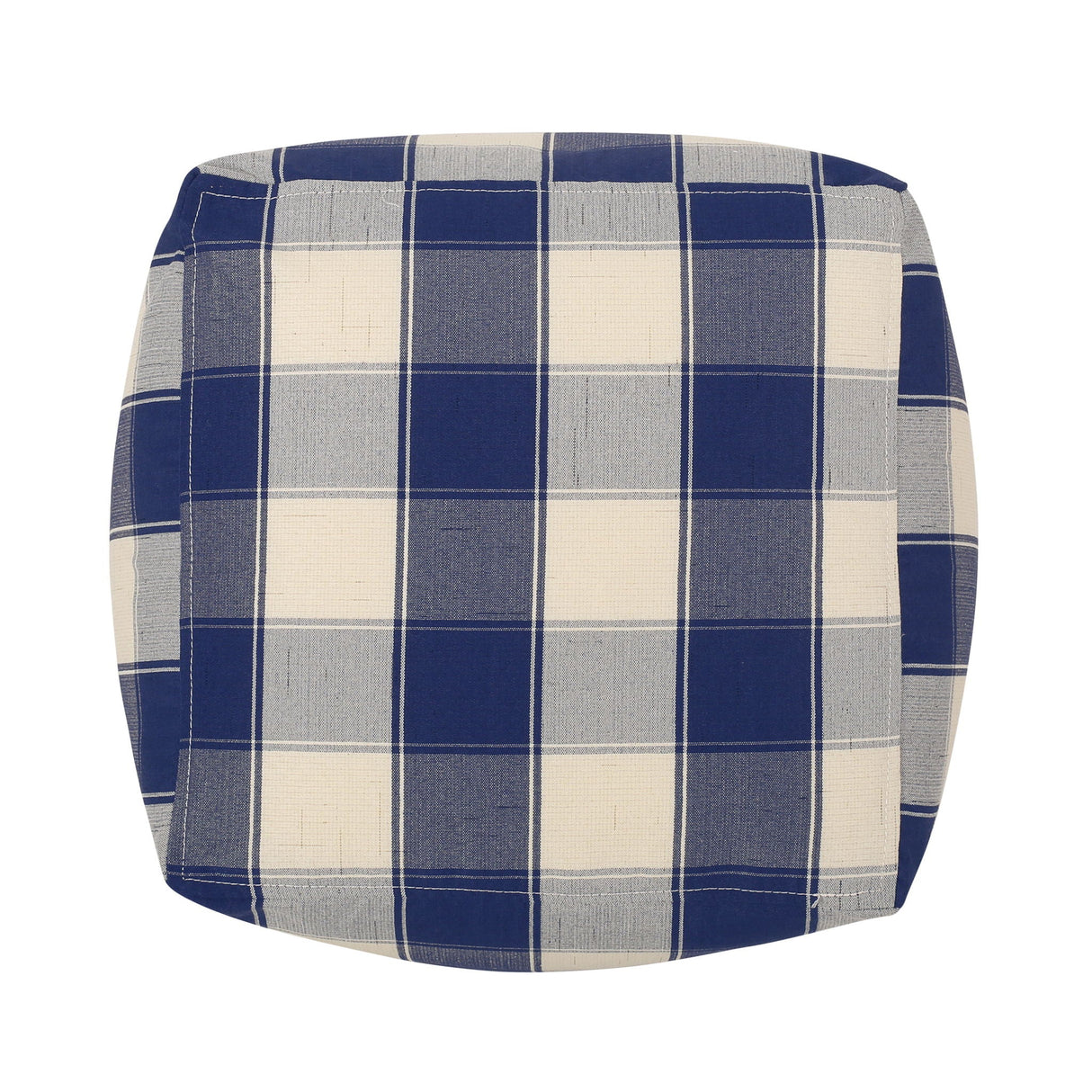Connor - Checkered Square Pouf Ottoman And Floor Cushion - Ivory / Navy by Couch.com