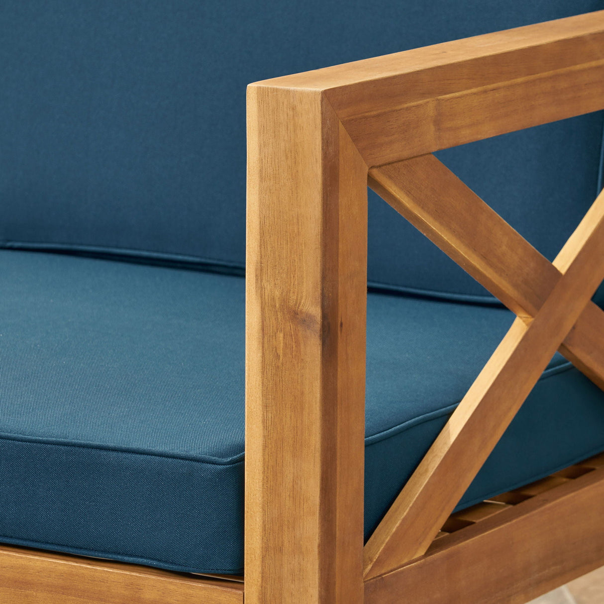 Radiat 5 Piece Outdoor L Shaped Sof Set With Coffee Table And Water Resistant Cushions - Teak by Couch.com