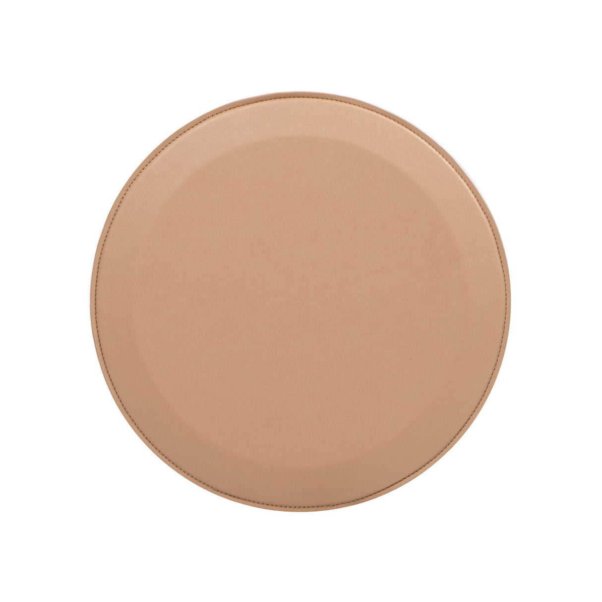 Couch.com Mode Leatherette Round C-Shaped Sofa Side Table Saddle Brown, Durable Design, Weather-Resistant, Faux Leather Construction, Light Brown Finish by Couch.com