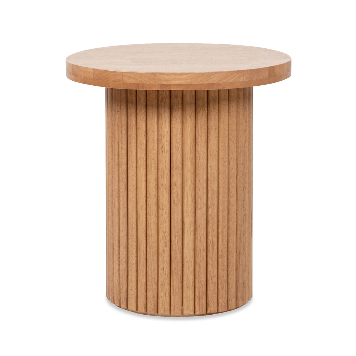 Couch.com Kenzie Fluted Pillar Round Accent Side Table Light Natural Brown, Durable Design, Modern Style, Wood Construction, Light Brown Finish by Couch.com