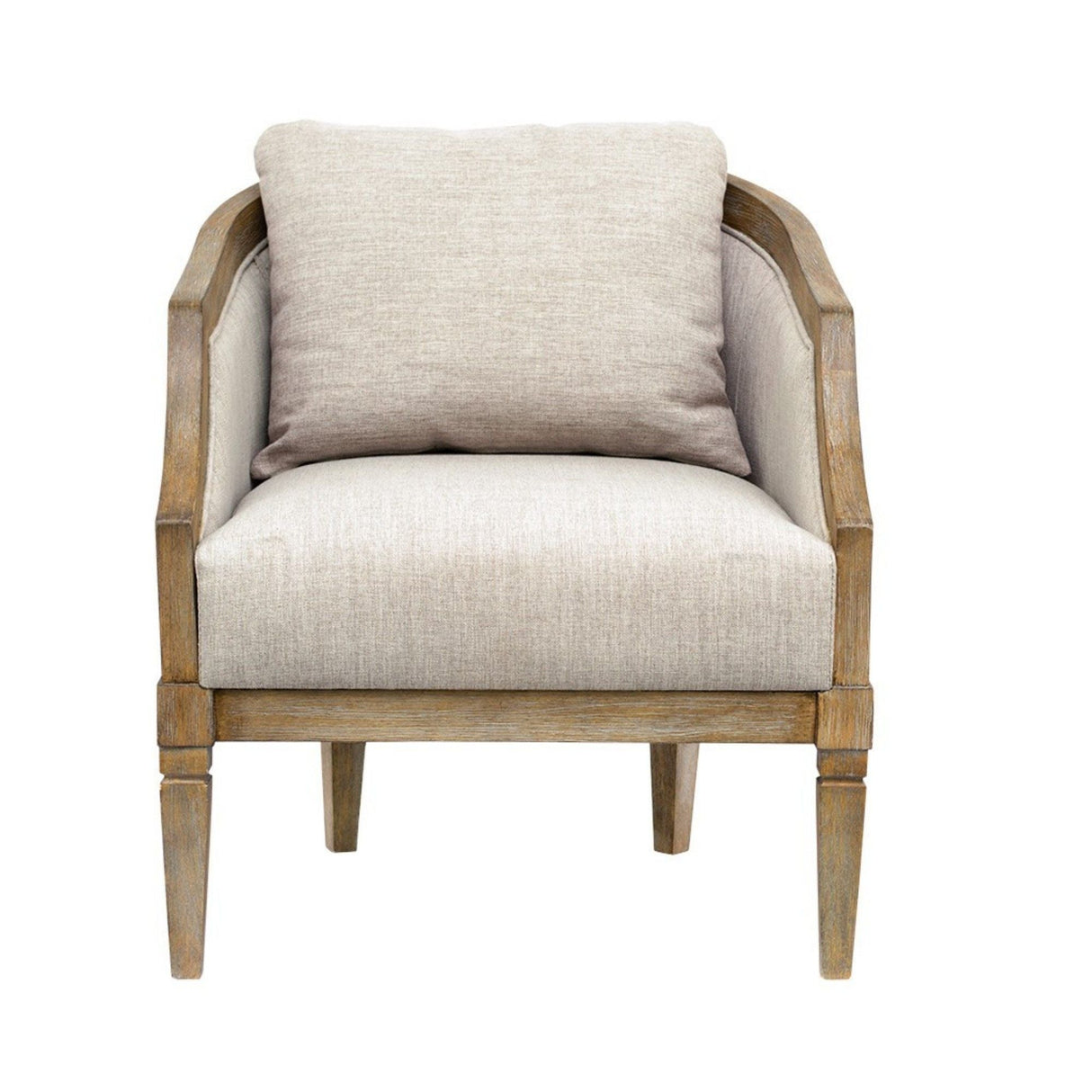 Classic Chair With Solid Wood Frame And Jacquard Upholstery - Beige by Couch.com