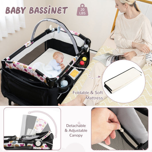 4 in 1 Portable Pack and Play Baby Nursery Center with Bassinet-Purple