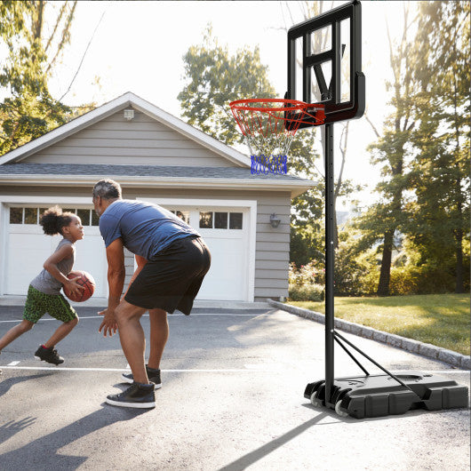 4.4-10 Feet Portable Basketball Hoop Adjustable with 2 Wheels and Fillable Base-Black