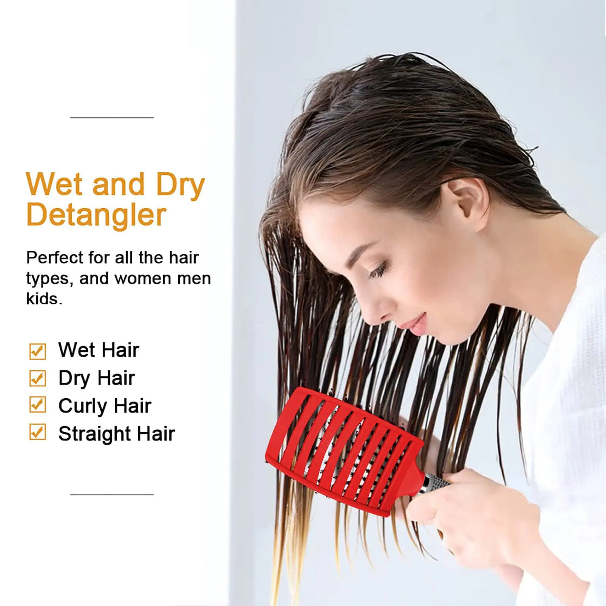 Hairstreaq Detangling Brush, Wet Dry Detangler Hair Brushes, Vented Detangling Brush, Fast Drying Styling Massage Hairbrush for Women & Kids’ Long, Thick, Thin, Curly & Tangled Hair (Pink) Pink