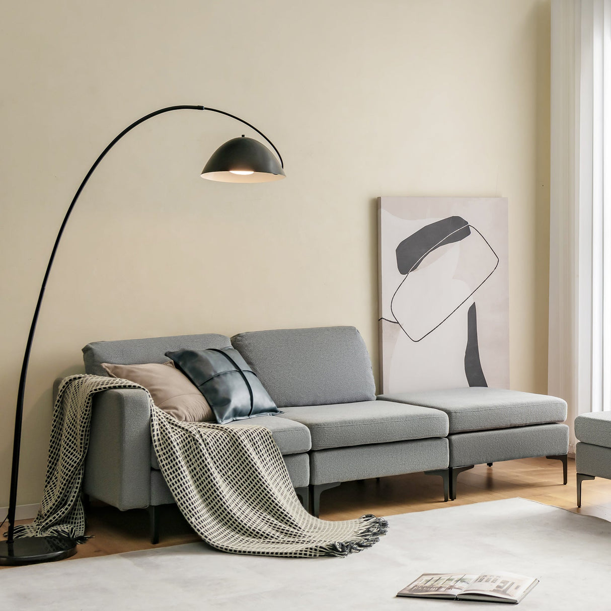 1/2/3/4-Seat Convertible Sectional Sofa with Reversible Ottoman-3-Seat by DirectDeals