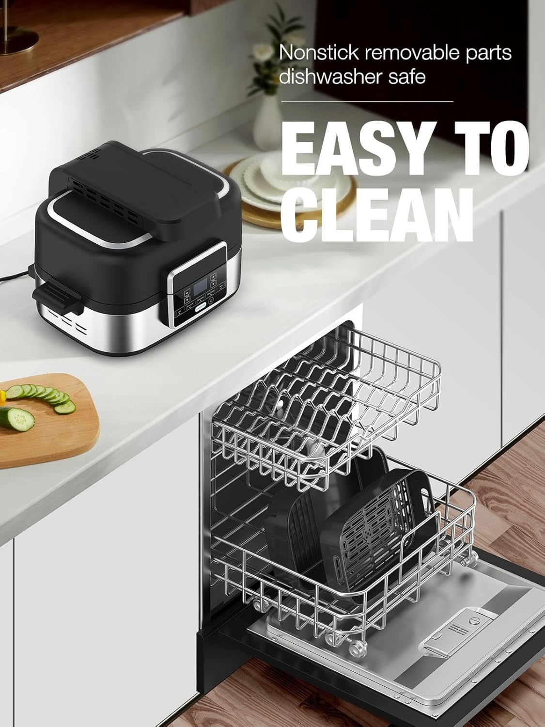 5-IN-1 5QT Indoor Air Fry, Crisps, Roasts, Reheats, & Dehydrates, for Quick, Easy Meals,Nonstick,Black