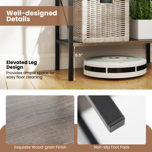 5-Tier Bookshelf with Open Shelves and Heavy Duty Metal Frame-Gray