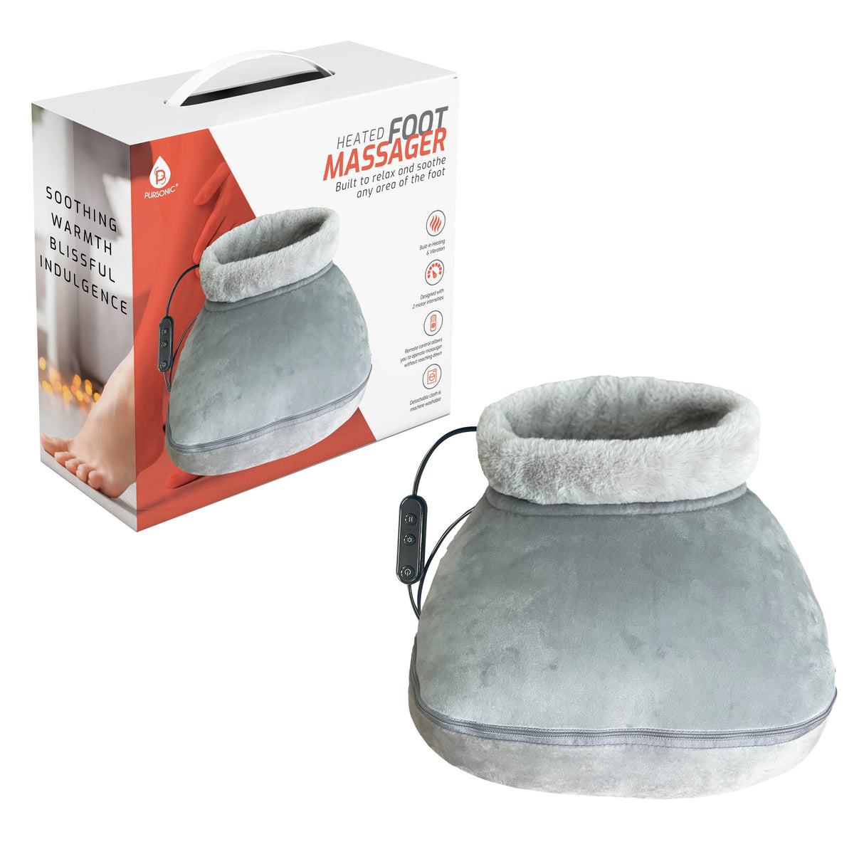 Heated Foot Massager with Remote Control, Folding Design, and Dual Motor Intensities by Pursonic