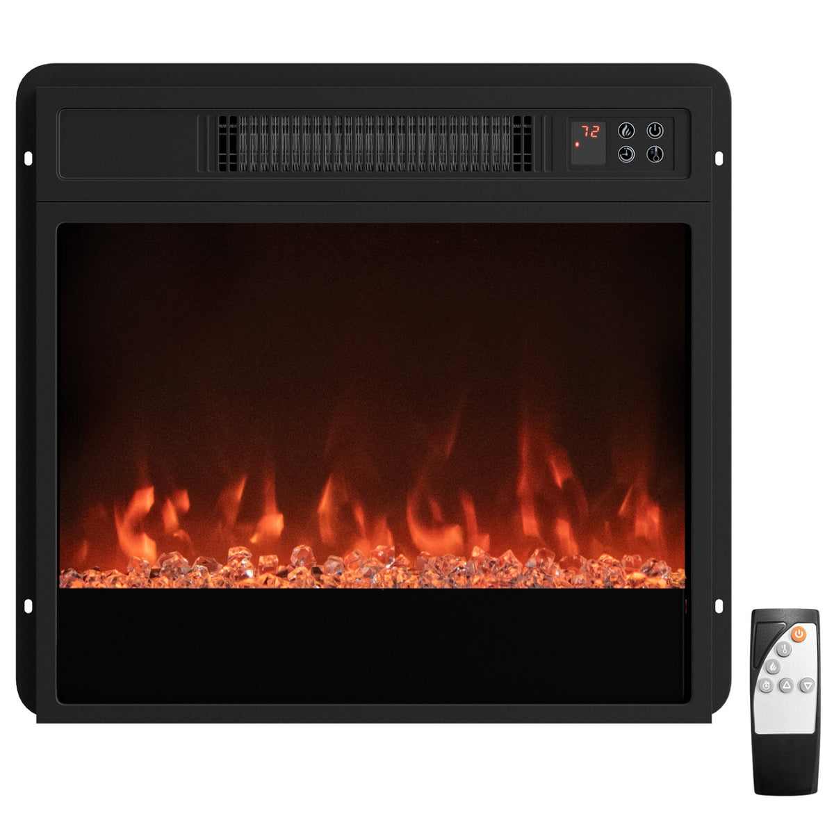 5000 BTU 18-Inch Electric Fireplace Insert with Remote Control and Brightness-Black
