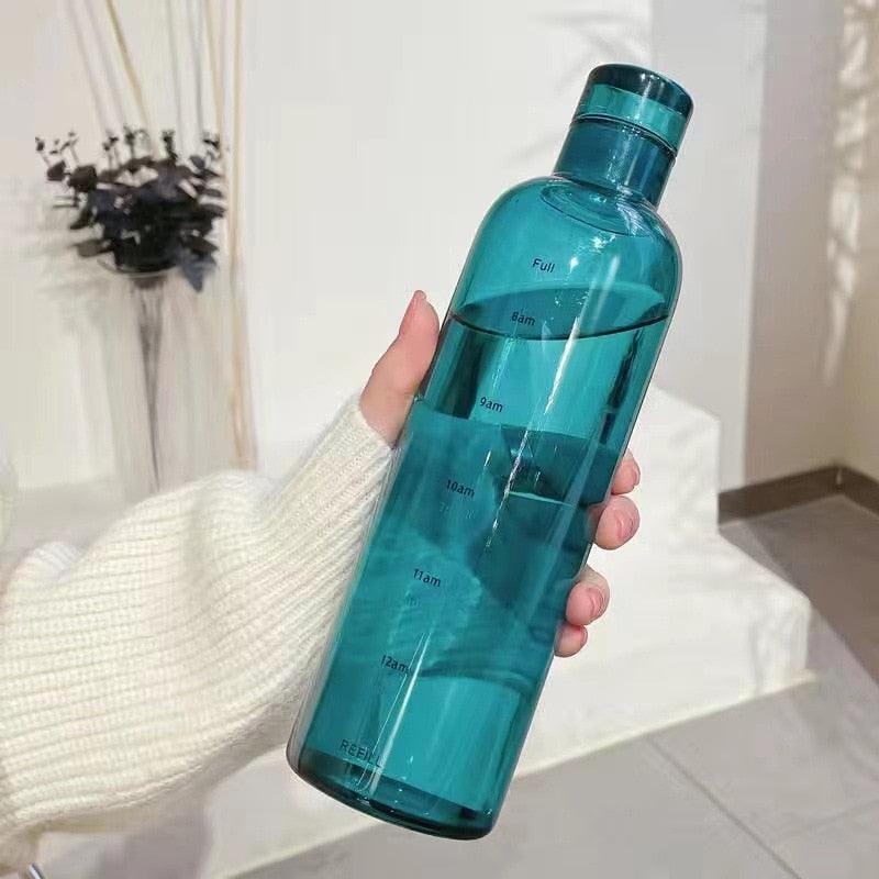 500ml Glass Water Bottle with Time Marker Transparent Milk Cup Outdoor Sports Portable Leakproof Drink Bottle with Cup Sets Water Bottle Leak-proof Time Scale Print Transparent High Bottle for Office Water Bottle
