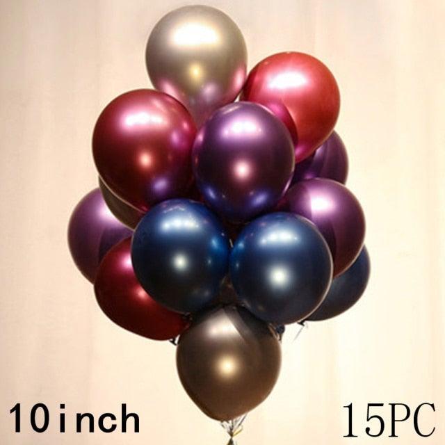 50/15pcs 10inch Gold Silver Black Metal Latex Confetti Balloons For Wedding Decorations Birthday Party Decorations Bridal Showers Baby Showers