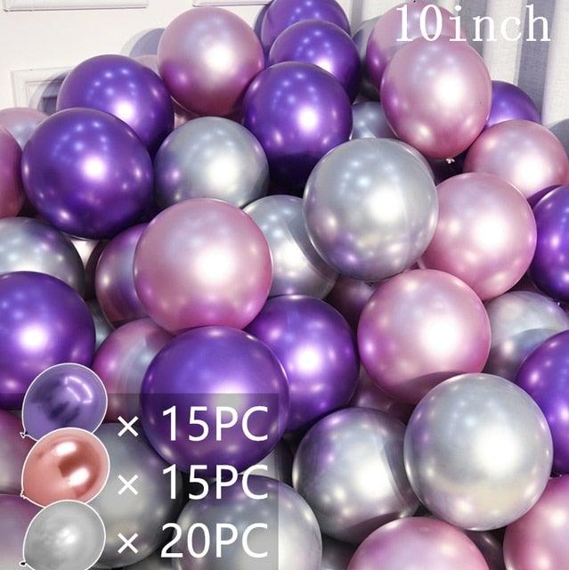 50/15pcs 10inch Gold Silver Black Metal Latex Confetti Balloons For Wedding Decorations Birthday Party Decorations Bridal Showers Baby Showers