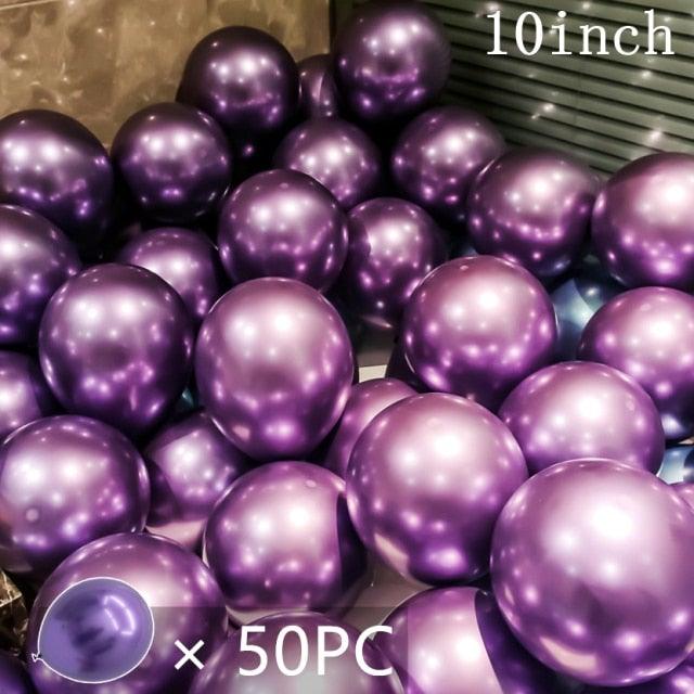 50/15pcs 10inch Gold Silver Black Metal Latex Confetti Balloons For Wedding Decorations Birthday Party Decorations Bridal Showers Baby Showers